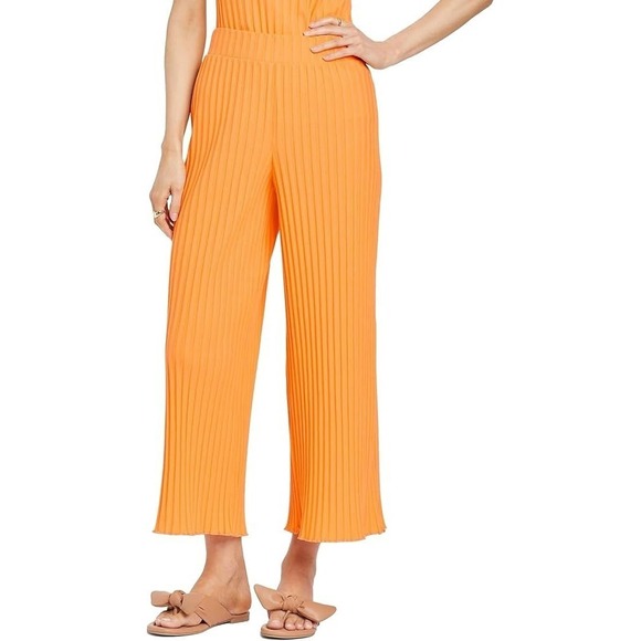a new day Pants - A New Day Orange Pleated Pants Size Medium Pull On Lounge Vacation Cruise